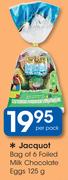 Jacquot Bag Of 6 Foiled Milk Chocolate Eggs-125g