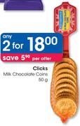 Clicks Milk Chocolate Coins-2x50g