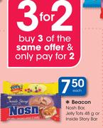 Beacon Nosh Bar, Jelly Tots-48g Or Inside Story Bar-Each