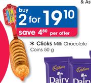 Clicks Milk Chocolate Coins-2 x 50g