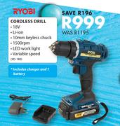Ryobi Cordless Drill XD180-18V