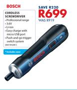 Bosch Cordless Screwdriver 