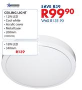 Bright Star Ceiling Light 18W LED 340mm
