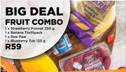 1 Strawberry Punnett 250g + 1 Banana Thriftpack + 1 Paw Paw & 1 Blueberry Tub 125g Fruit Combo