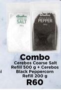 Cerebos Coarse Salt Refill 500g + Cerebos Black Peppercorn Refill 200g-Combo