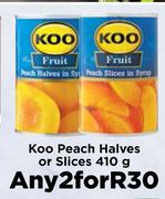 Koo Peach Halves Or Slices 410g-For Any 2
