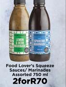 Food Lover's Squeeze Sauces/Marinades Assorted-For 2 x 750ml