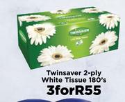 Twinsaver 2 Ply White Tissue-For 3 x 180's