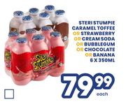 Steri Stumpie Caramel Toffee/Strawberry/Cream Soda/Bubblegum/Chocolate/Banana-6 x 350ml Each