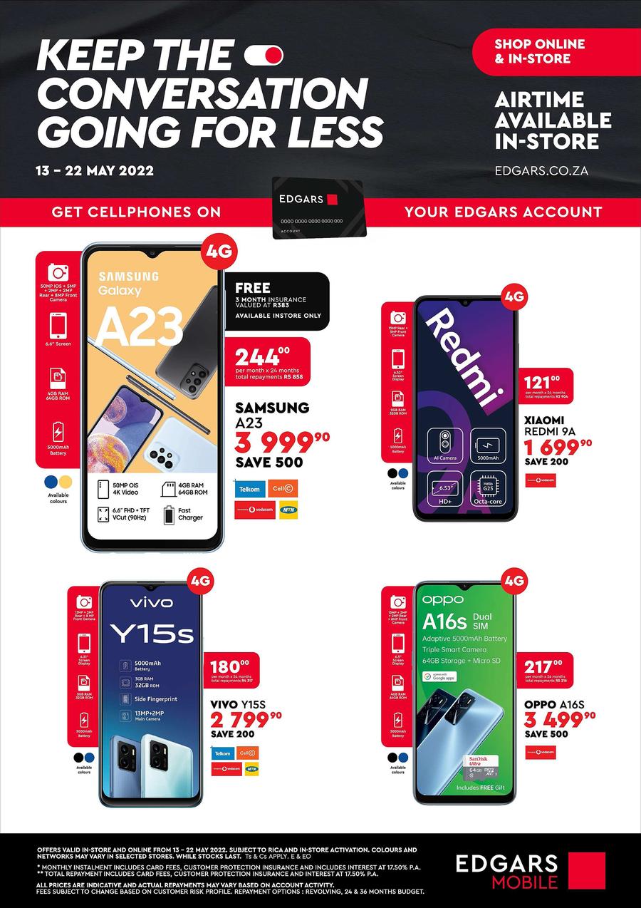 Edgars Cellular : Keep The Conversation Going For Less (13 May - 22 May 2022)