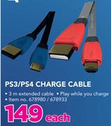 Gioteck PS3/PS4 Charge Cable-Each