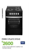 Ferre 3 Plate Compact 501 BLK Stove F5C03E3.T.BG