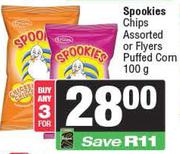 Spookies Chips Assorted Or Flyers Puffed Corn-For Any 3 x 100g