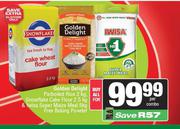 Golden Delight Parboiled Rice 2Kg,Snowflake Cake Flour 2.5Kg & Iwisa Super Maize Meal 5Kg-For All