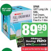 Spar UHT long Life Milk (Full Cream, Low Fat Or Fat Free)-6 x 1ltr