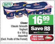 Clover Classic Smooth Yoghurt Assorted (Excl. Fruits Of The Forest) 6 x 100g-Each