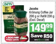 Jacobs Kronung Coffee Jar 200g Or Refill 230g (Excl. Decaf)-Each