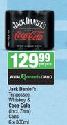 Jack Daniel's Tennessee Whisky & Coca Cola (Incl. Zero) Cans-6 x 300ml Per Pack