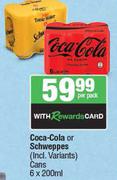 Coca-Cola Or Schweppes (Incl. Variants) Cans-6 x 200ml Per Pack
