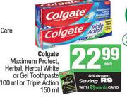 Colgate Maximum Protect, Herbal, Herbal White Or Gel Toothpaste 100ml Or Triple Action 150ml-Each