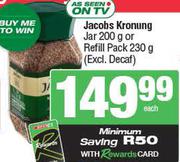 Jacobs Kronung Jar 200g Or Refill Pack 230g (Excl. Decaf)-Each