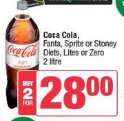 Coca Cola, Fanta, Sprite Or Stoney Diets, Lites Or Zero-For 2 x 2Ltr