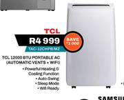 TCL 12000 BTU Portable AC Automatic Vents + WiFi TAC-12CHPB/MZ