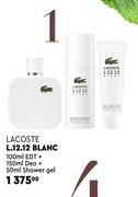 Lacoste L.12.12 Blanc 100ml EDT + 150ml Deo + 50ml Shower Gel
