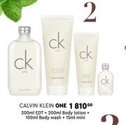 Calvin Klein One 200ml EDT + 200ml Body Lotion + 100ml Body Wash + 15ml Mini