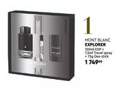 Mont Blanc Explorer 100ml edP + 7.5ml Travel spray + 75g Deo Stick