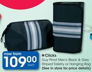 Clicks Guy Pinot Men's Black & Grey Striped Toiletry Or Hanging Bag-Each