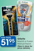 Gillette Mach3 Or Fusion Manual Razors-Each