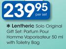 Lentheric Solo Original Gift Set: Parfum Pour Homme Vaporisateur 50ml With Toiletry Bag-Per Set