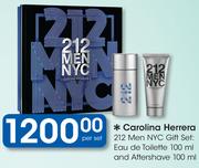 Carolina Herrera 212 Men NYC Gift Set: Eau De Toilette 100ml And Aftershave 100ml -Per Set