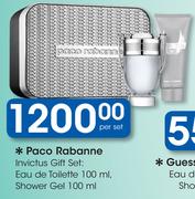 Paco Rabanne Invictus Gift Set: Eau De Toilette 100ml, Shower Gel 100ml-Per Set