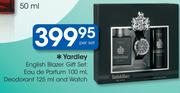 Yardley English Blazer Gift Set: Eau De Parfum 100ml, Deodorant 125ml And Watch-Per Set