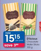 D'Licious Chocolate Wafer Sticks-100g Per Pack