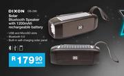 Dixon Solar Bluetooth Speaker With 1200mAh Rechargeable Battery OS-290-Each