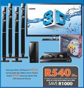 Samsung 109cm 3D Plasma TV + Samsung Blu-Ray Tallboy Home Theatre System + Samsung Starter Pack