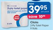 Clicks 2-Ply Toilet Paper 9 Rolls-Per Pack