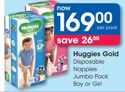 Huggies Gold Disposable Nappies Jumbo Pack Boy or Girl-Per Pack