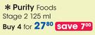 Purity Foods Stage2-4 x 125ml