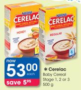 Cerelac Baby Cereal Stage 1, 2 Or 3-500g Each