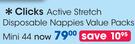Clicks Active Stretch Disposable Nappies Value Packs Mini-44's-Per Pack
