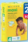 Clicks Disposable Nappies Value Pack Midi-58's, Maxi-50's Or Junior-42's-For 2