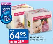 Johnson's 240 Baby Wipes-Per Pack