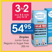 Zinplex Junior Syrup Regular Or Sugar Free-200ml