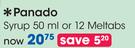 Panado Syrup-50ml or 12 Meltabs-Each
