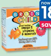 Brain Child 60 Fish Oil Burstlets + 60 Multivit Chew Tablets-Per Pack