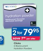 Clicks 6 Blackcurrant Hydration Powders-2's